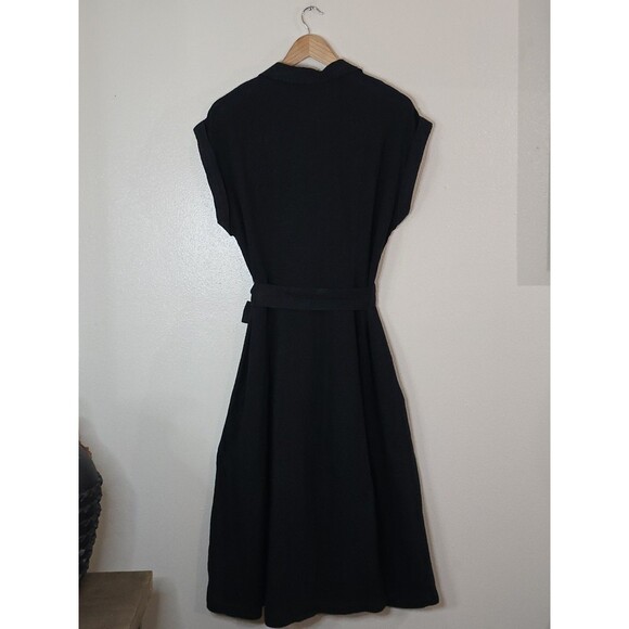Gap Black Linen Belted Midi Shirt Dress Womens Size Medium Button Down - Picture 8 of 12